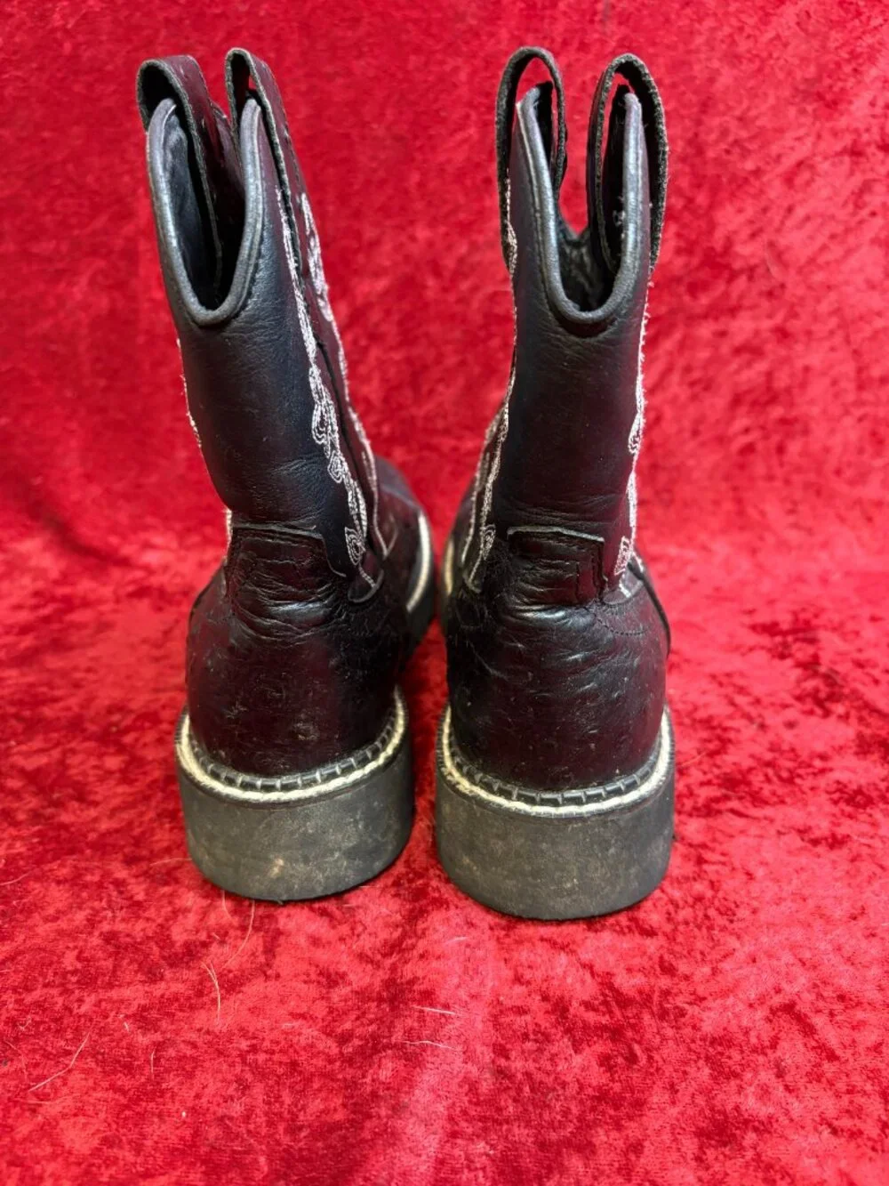 Roper Boots Black Faux Ostrich Round toe- Kids Size 6